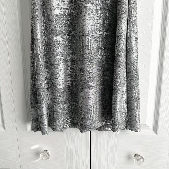S. Levine Dress Size SSilver Metallic Foil Cold-Shoulder Mini - Picture 4 of 8